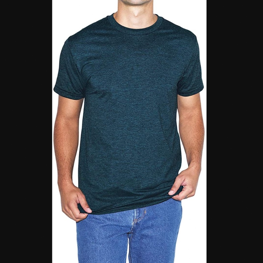 American Apparel Unisex 50/50 Short Sleeve Crewneck Small. Black Aqua Color. - Picture 2 of 11